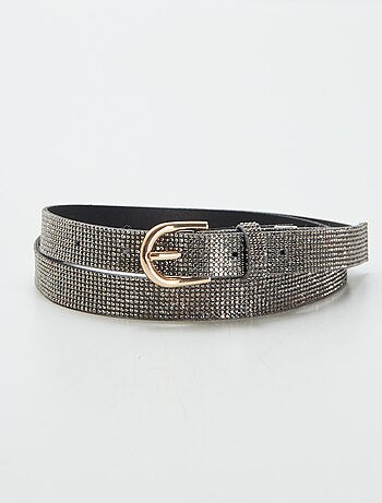 Ceinture Femme Koan En Cuir Véritable Noir - Taille 38, Longueur 94 Cm, Détails Métal