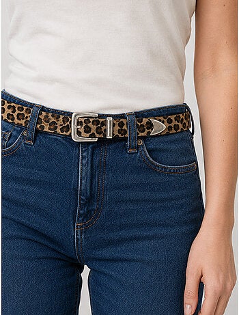 Ceinture anate femme en cuir à imprimé léopard 'deeluxe'