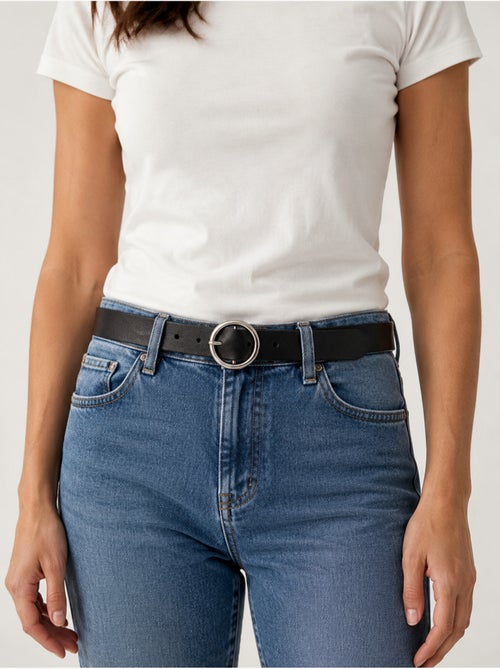 Ceinture balsa femme en cuir noir à boucle ronde 'deeluxe' - Kiabi Ceinture balsa femme en cuir noir à boucle ronde 'deeluxe' - Kiabi
