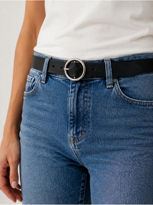 Ceinture balsa femme en cuir noir à boucle ronde 'deeluxe' - Kiabi Ceinture balsa femme en cuir noir à boucle ronde 'deeluxe' - Kiabi