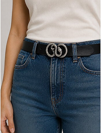Ceinture basal femme en cuir à boucle serpent 'deeluxe'