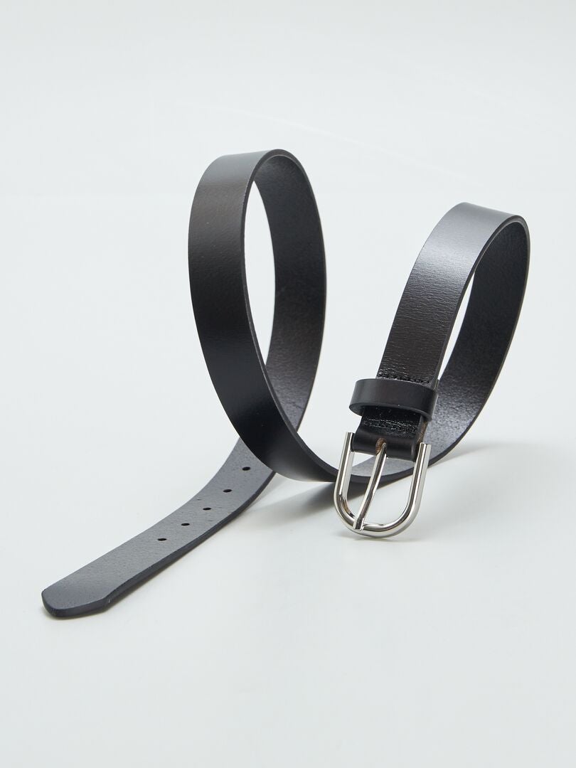 Ceinture basique en cuir Noir - Kiabi