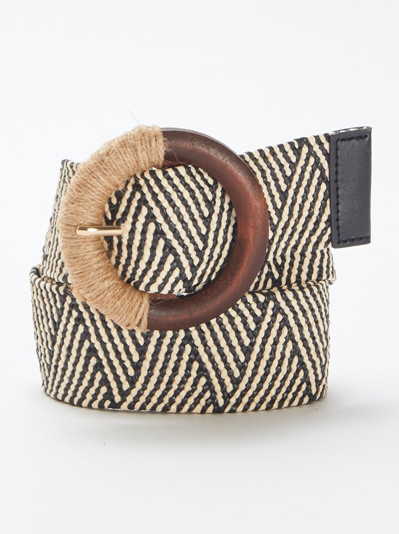 Ceinture bicolore effet tressé NOIR - Kiabi