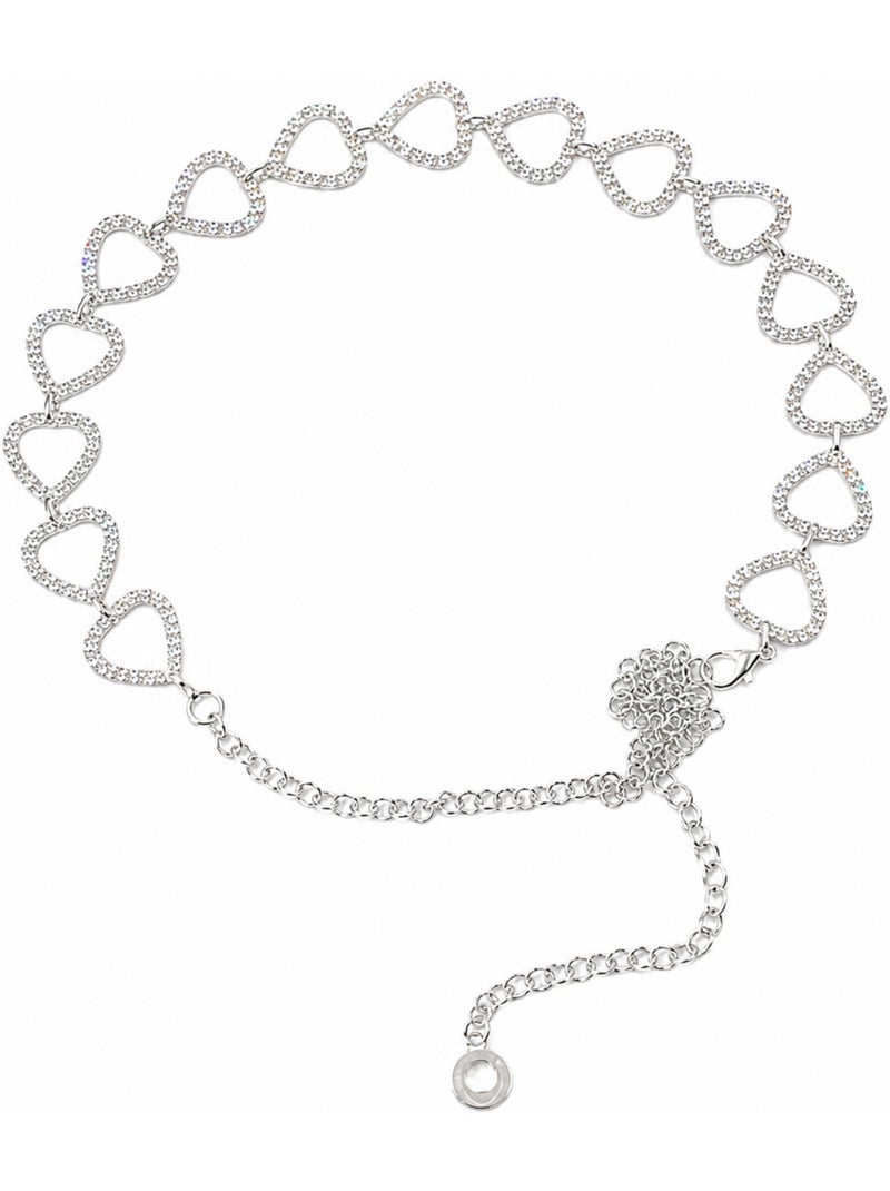 Ceinture Bijou Cœurs Strass MAYA Argent - Kiabi