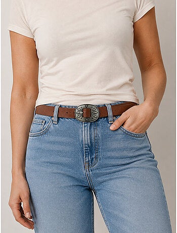 Ceinture boost femme en cuir à boucle western 'deeluxe'