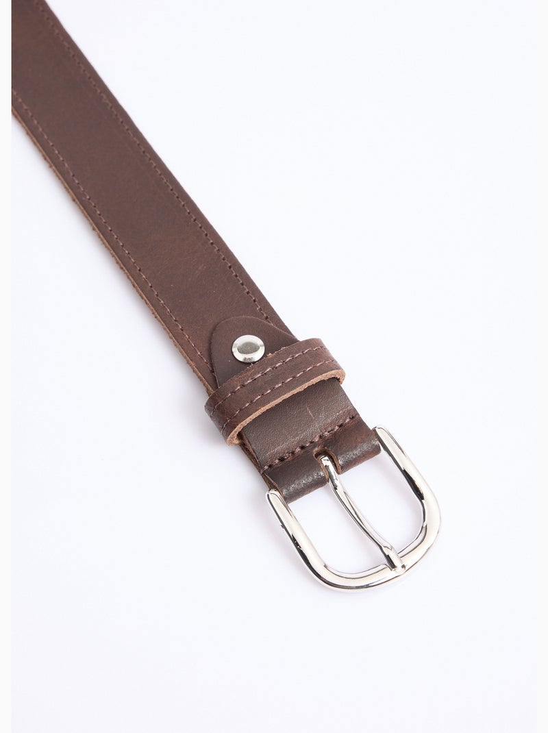 Ceinture casual chic cuir, bords francs - AFIBEL Marron foncé - Kiabi