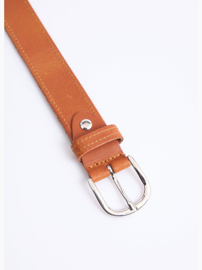 Ceinture casual chic cuir, bords francs - AFIBEL Marron - Kiabi