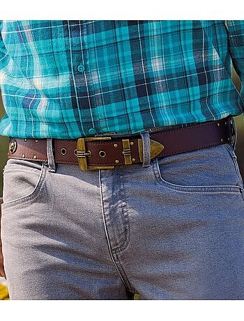 Ceinture cloûtée en croûte de cuir - atlas for men