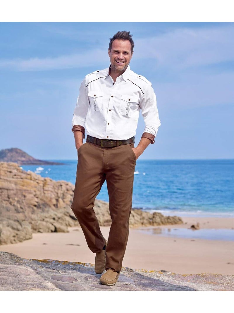Ceinture cloûtée en croûte de cuir  - atlas for men Camel - Kiabi