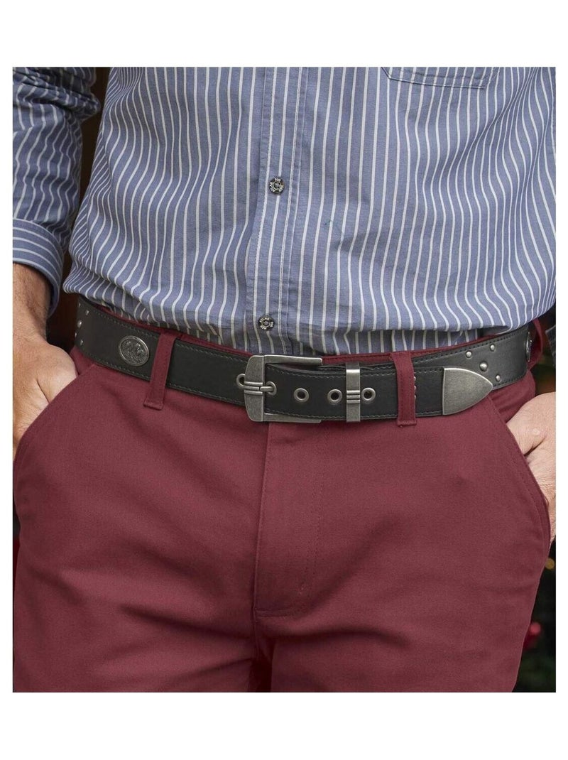 Ceinture Cloutée en Croûte de Cuir   - ATLAS FOR MEN Noir - Kiabi