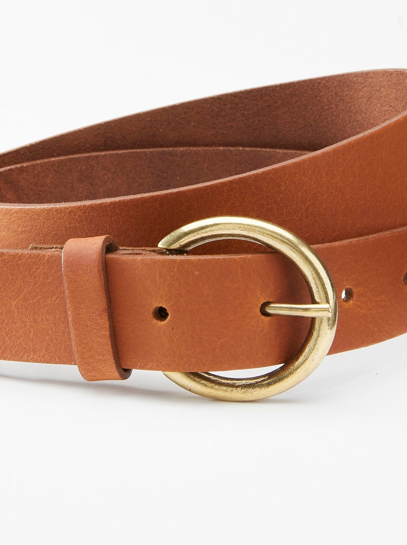 Ceinture croûte de cuir mate - Damart Marron - Kiabi