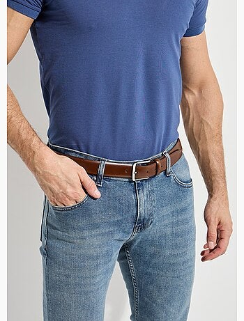 Ceinture cuir bords francs, boucle métal - AFIBEL