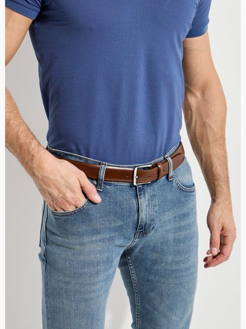 Ceinture cuir bords francs, boucle métal - AFIBEL - Kiabi