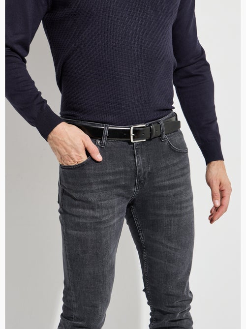 Ceinture cuir bords francs, boucle métal - AFIBEL - Kiabi