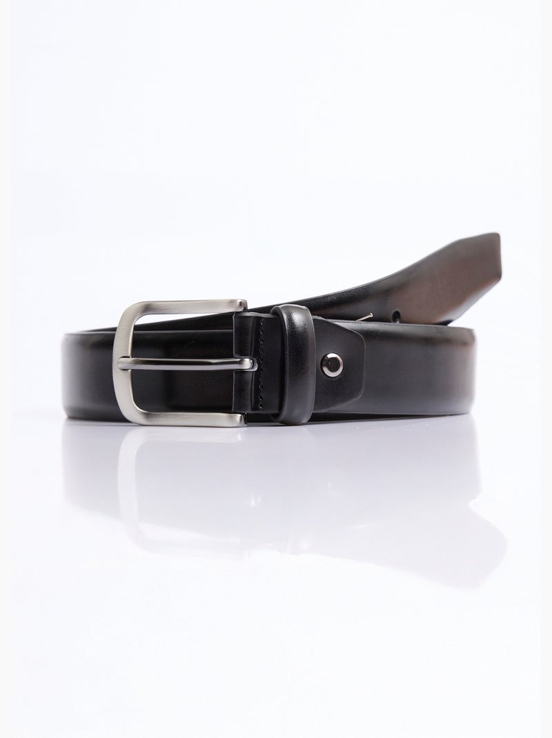 Ceinture cuir bords francs, boucle métal - AFIBEL Noir - Kiabi
