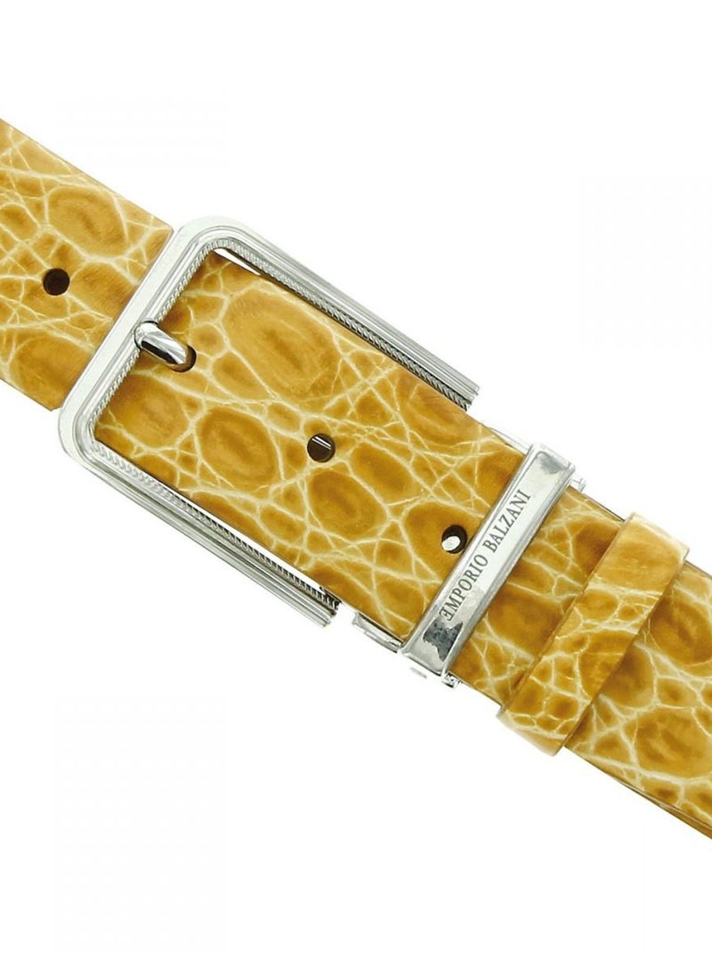 Ceinture cuir CROCO Beige - Kiabi