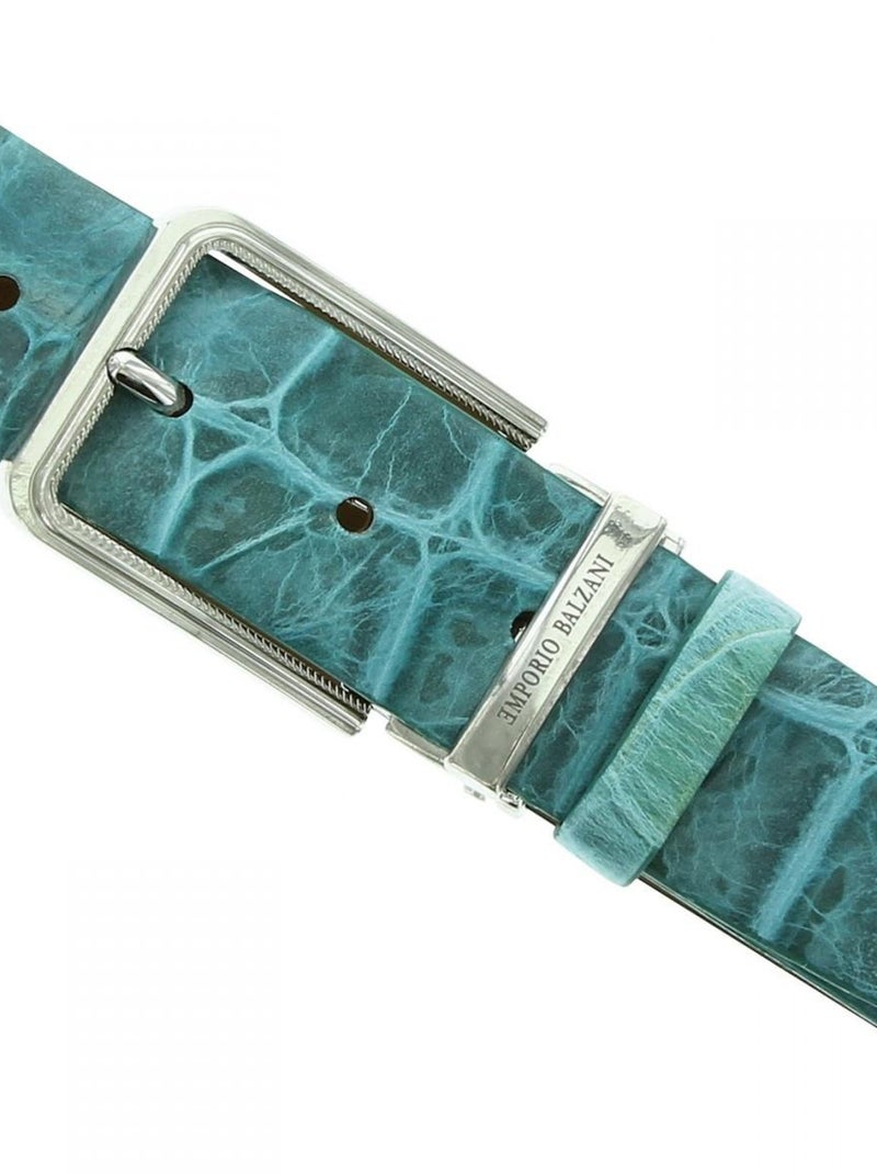 Ceinture cuir CROCO Vert - Kiabi