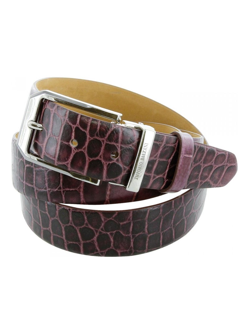 Ceinture cuir CROCO Violet - Kiabi