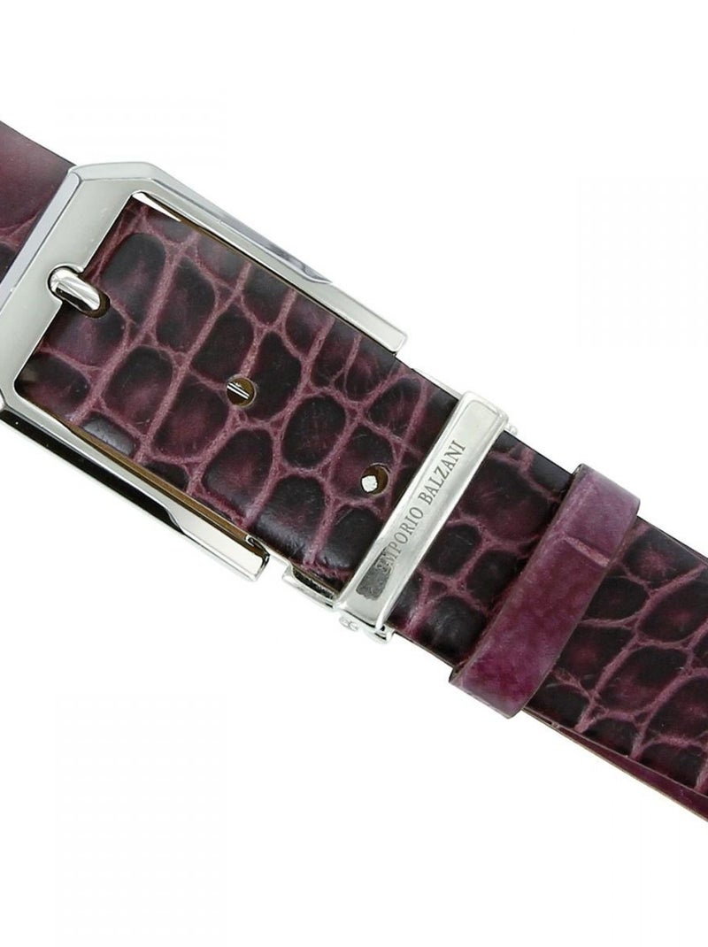 Ceinture cuir CROCO Violet - Kiabi