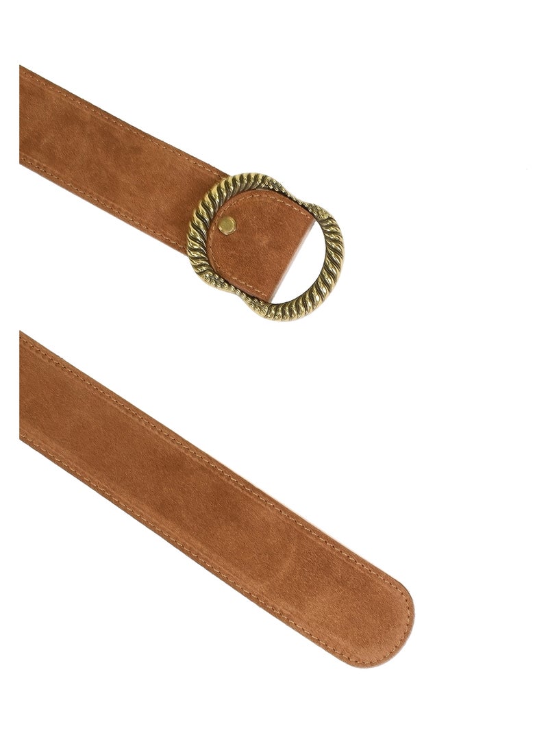 Ceinture Cuir Emilie Karston Clotaire avec Pochette Cadeaux Camel - Kiabi