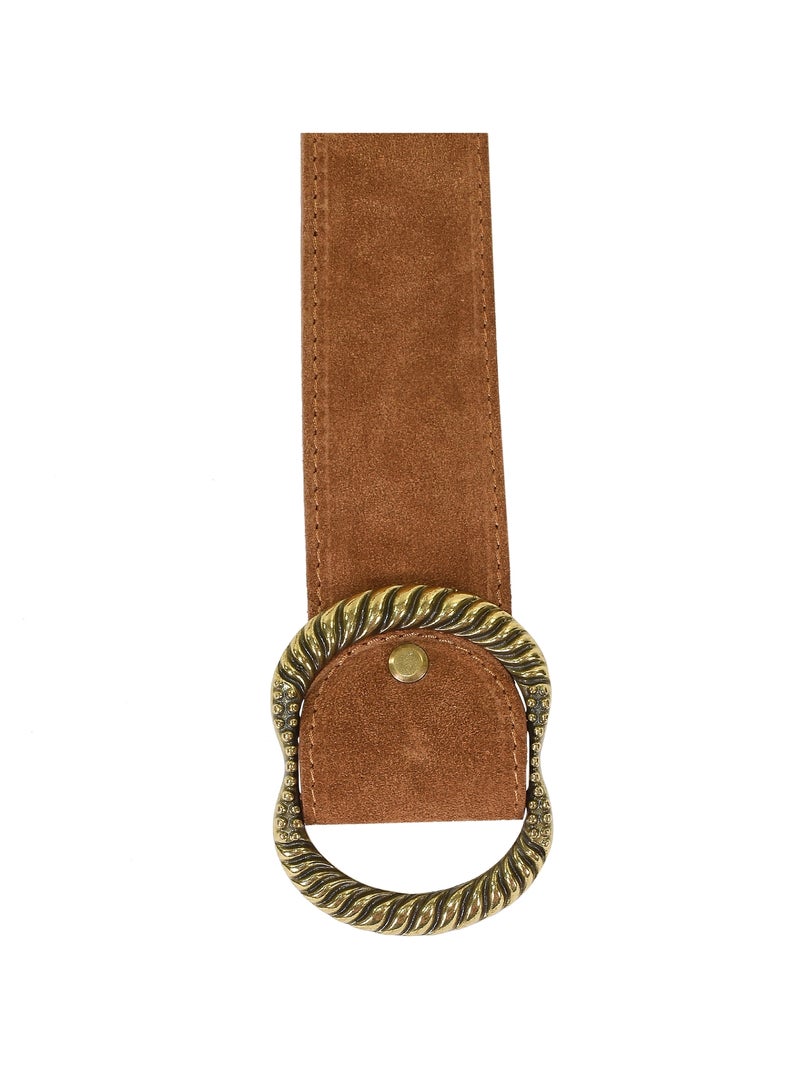 Ceinture Cuir Emilie Karston Clotaire avec Pochette Cadeaux Camel - Kiabi
