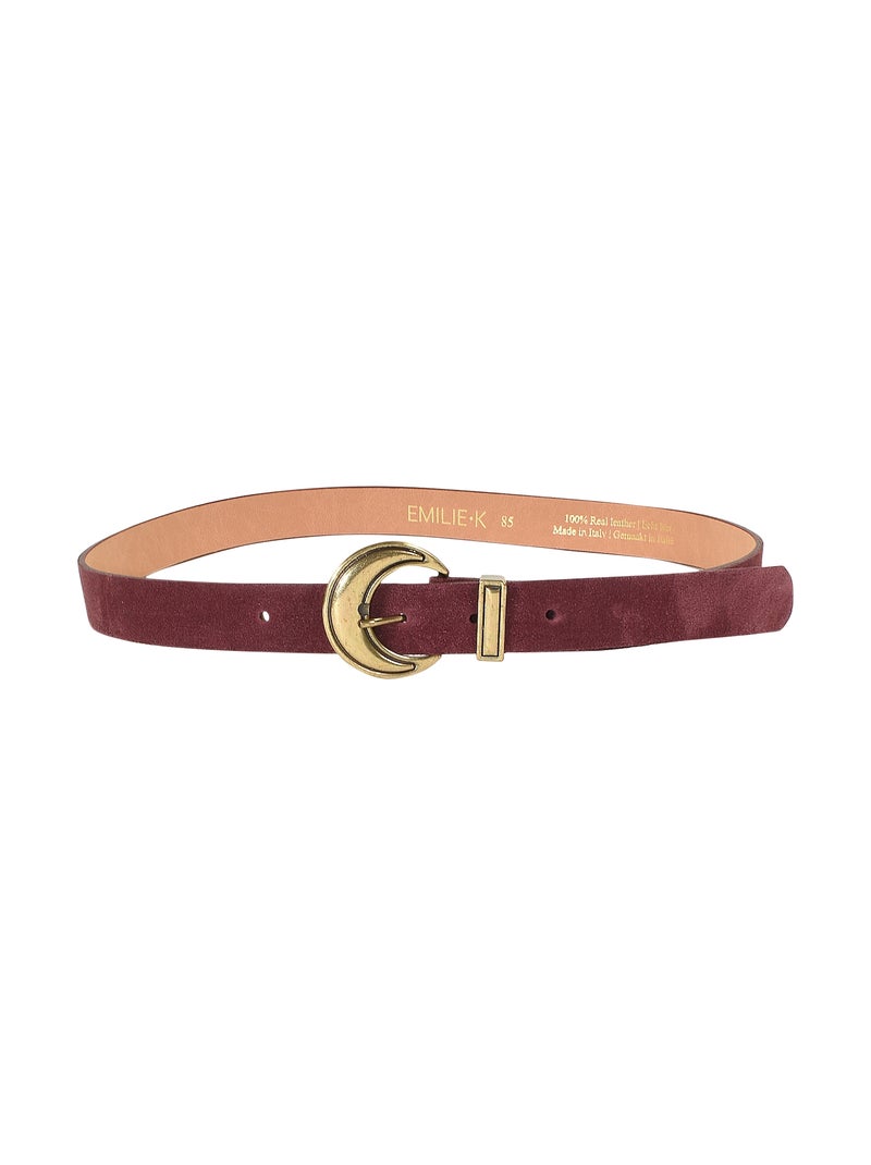 Ceinture Cuir Emilie Karston Damaris avec Pochette Cadeaux Bordeaux - Kiabi