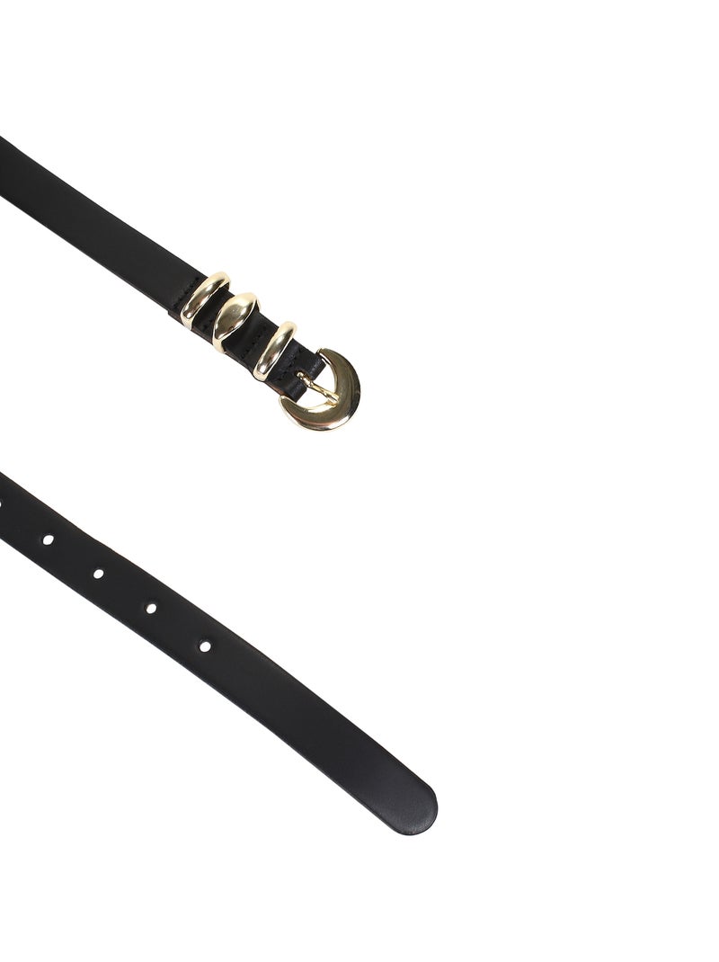 Ceinture Cuir Emilie Karston Lisbet avec Pochette Cadeaux Noir - Kiabi