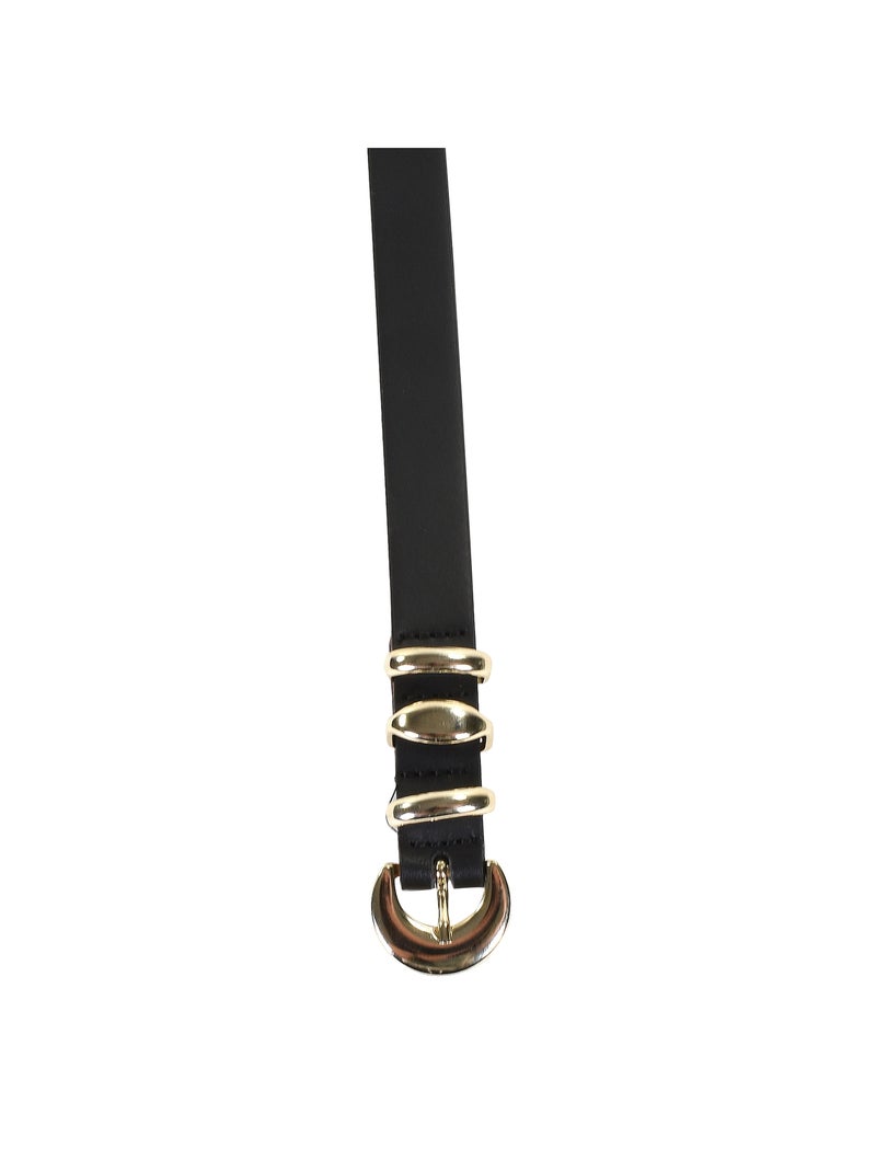 Ceinture Cuir Emilie Karston Lisbet avec Pochette Cadeaux Noir - Kiabi