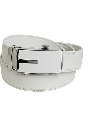 Ceinture Cuir et Boucle Automatique Chromée PIOTR
