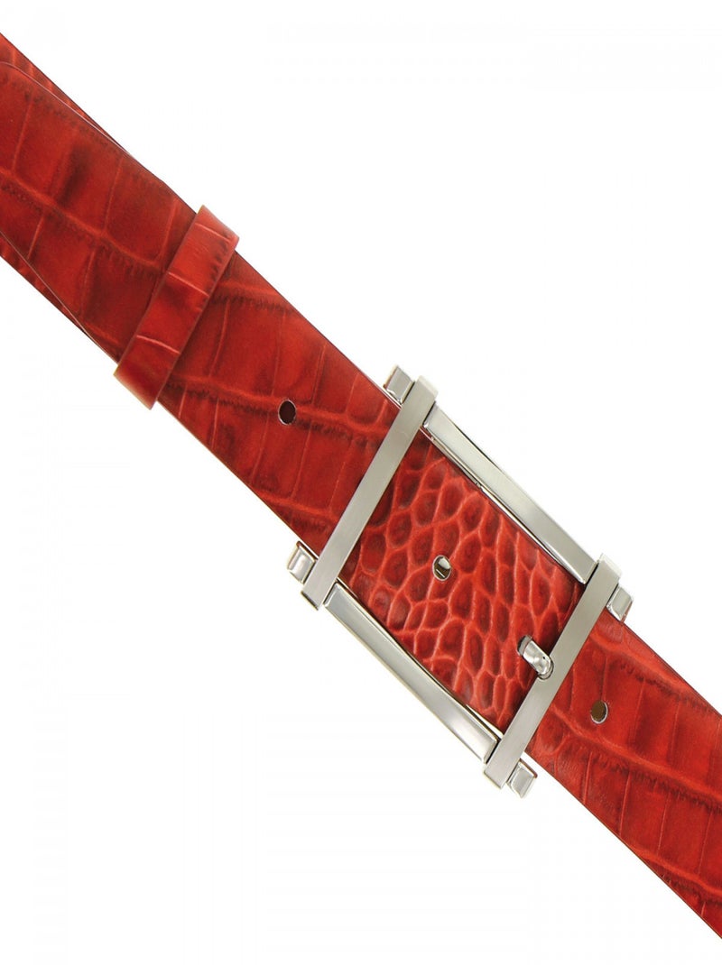 Ceinture cuir EZIO Rouge - Kiabi