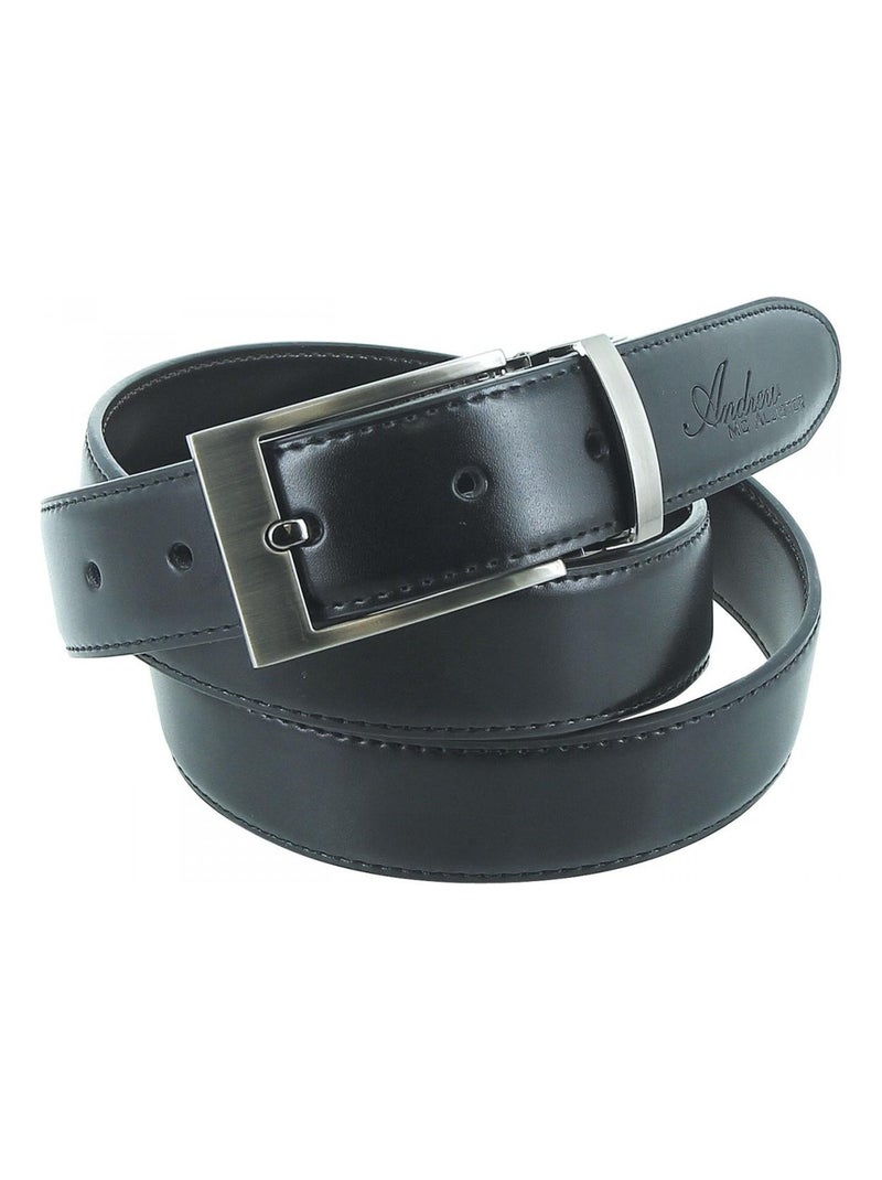 Ceinture cuir JOHN Noir - Kiabi