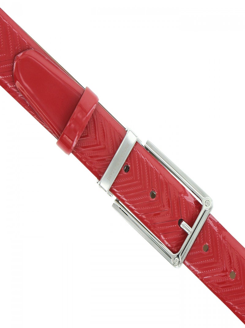 Ceinture cuir LEONARDO Rouge - Kiabi