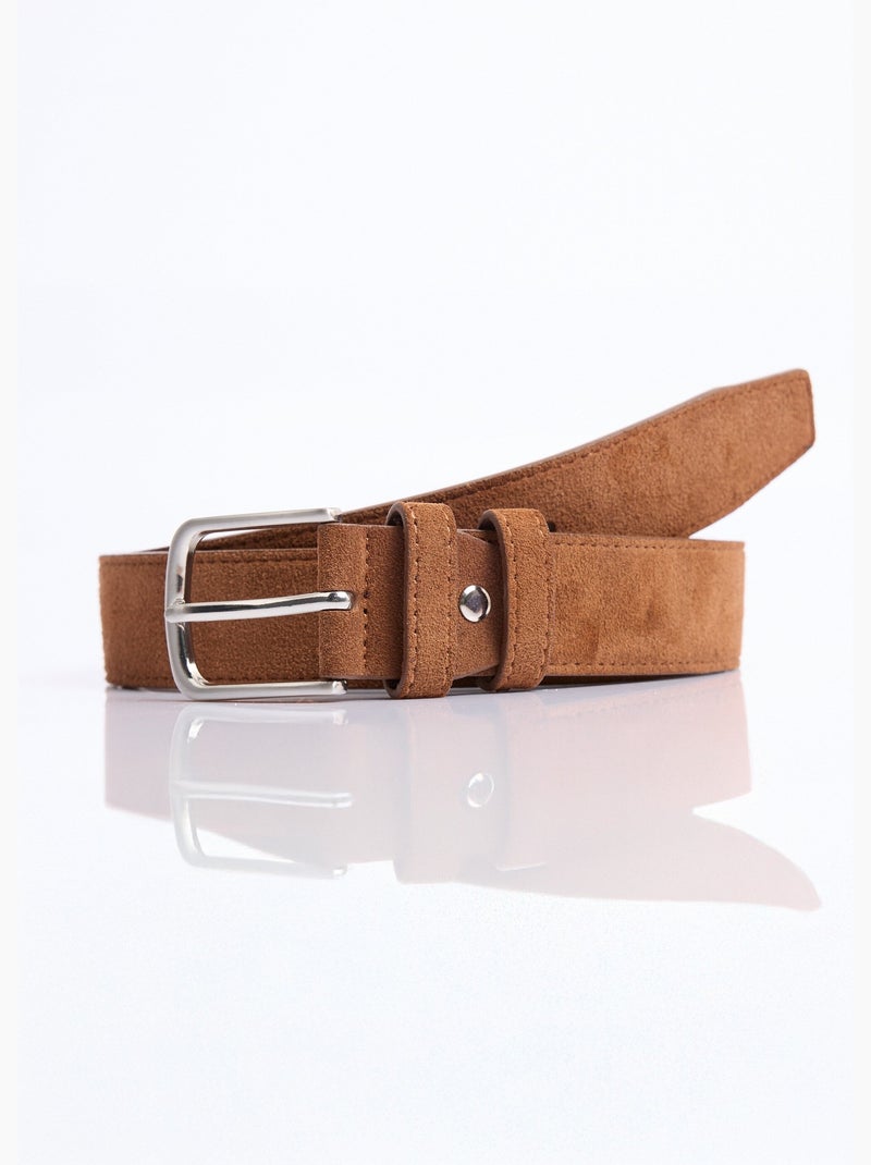 Ceinture cuir suédé et boucle métallisée - AFIBEL Cognac - Kiabi