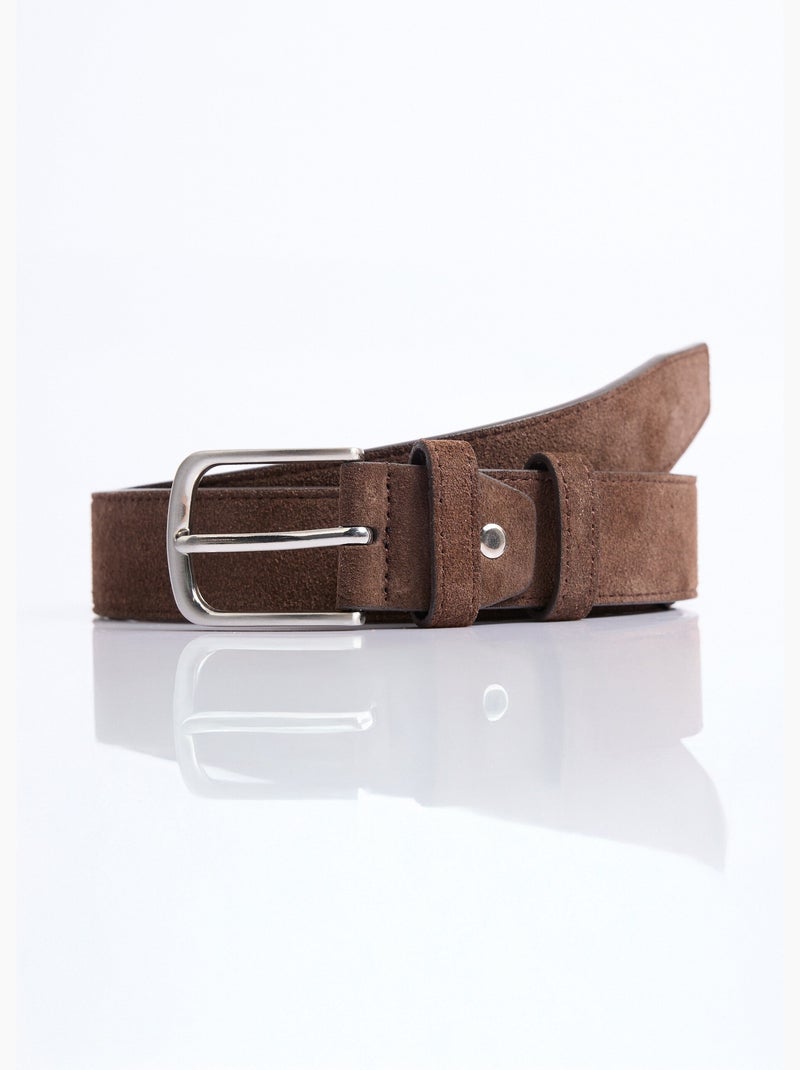 Ceinture cuir suédé et boucle métallisée - AFIBEL Marron - Kiabi
