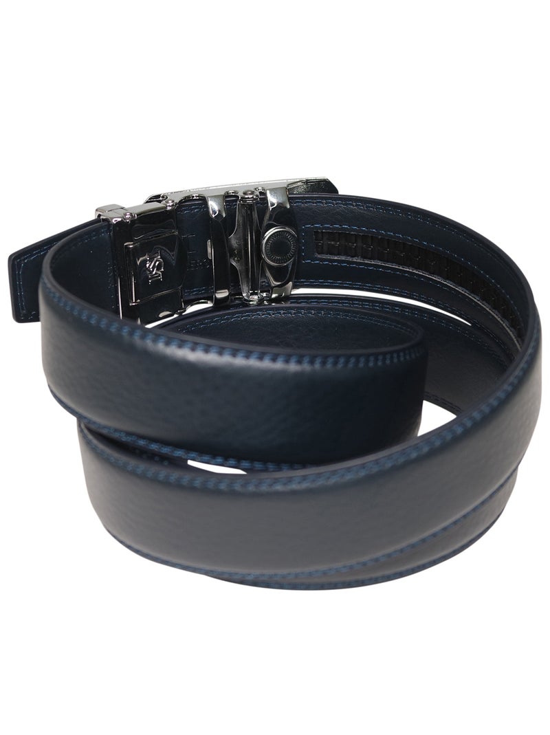 Ceinture cuir VALENTIN Bleu - Kiabi