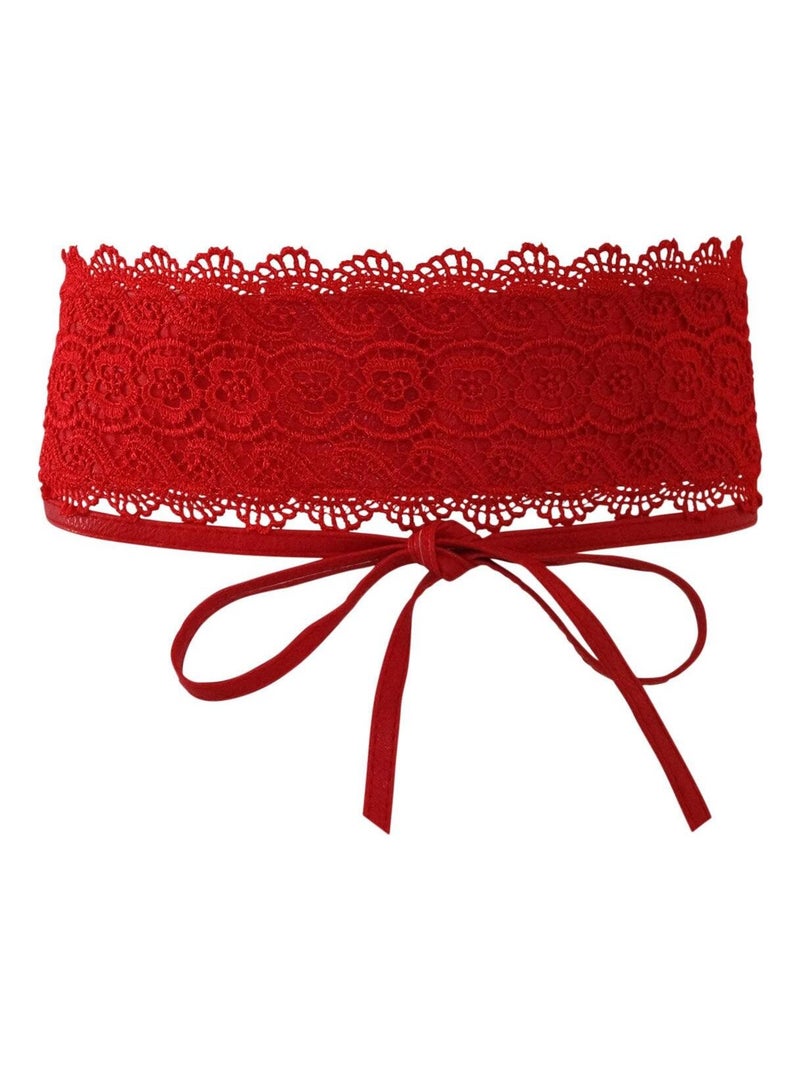 Ceinture dentelle  BARIZA Rouge - Kiabi