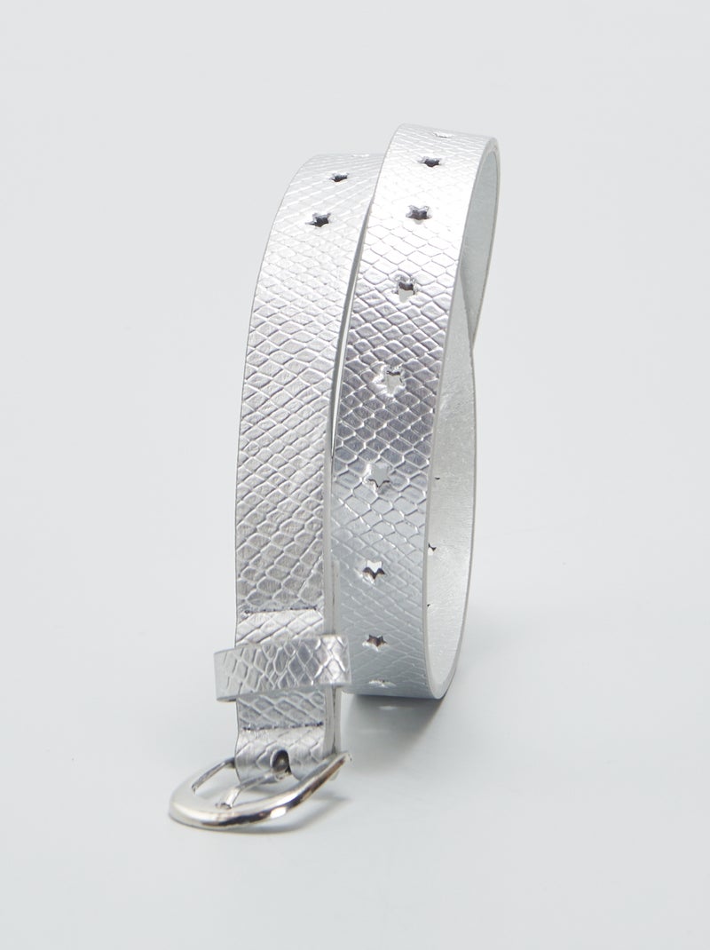 Ceinture effet croco Argenté - Kiabi