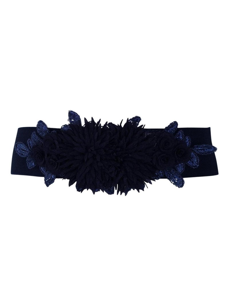 Ceinture élastique FLEURS Bleu marine - Kiabi