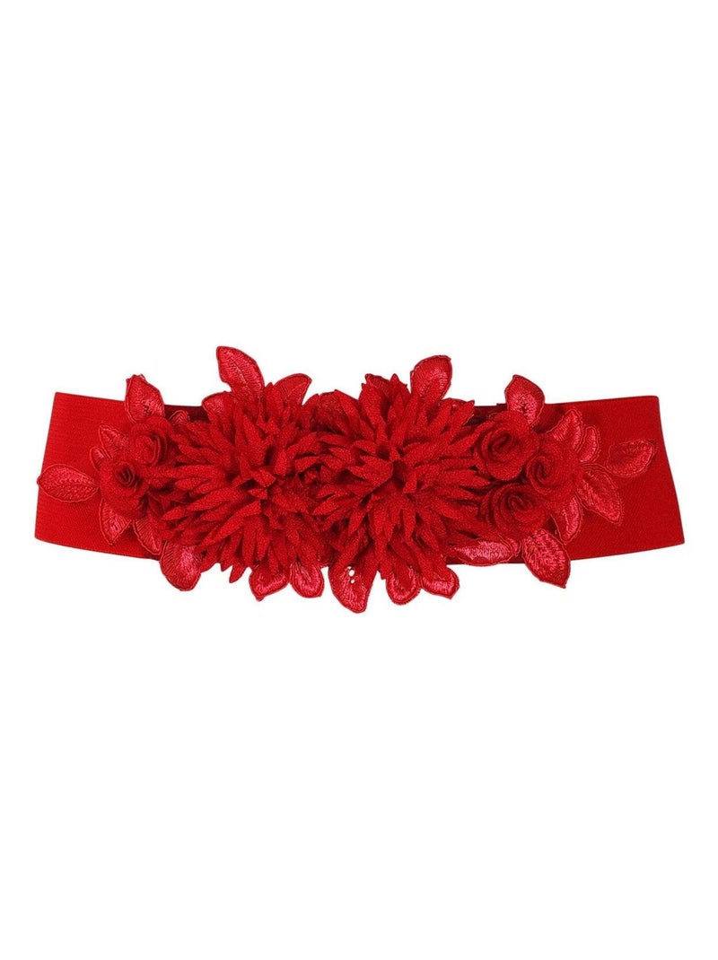 Ceinture élastique FLEURS Rouge - Kiabi