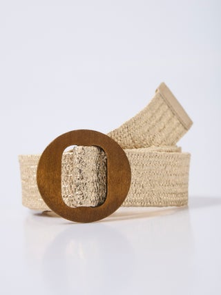 Ceinture élastique métallisée, boucle bois