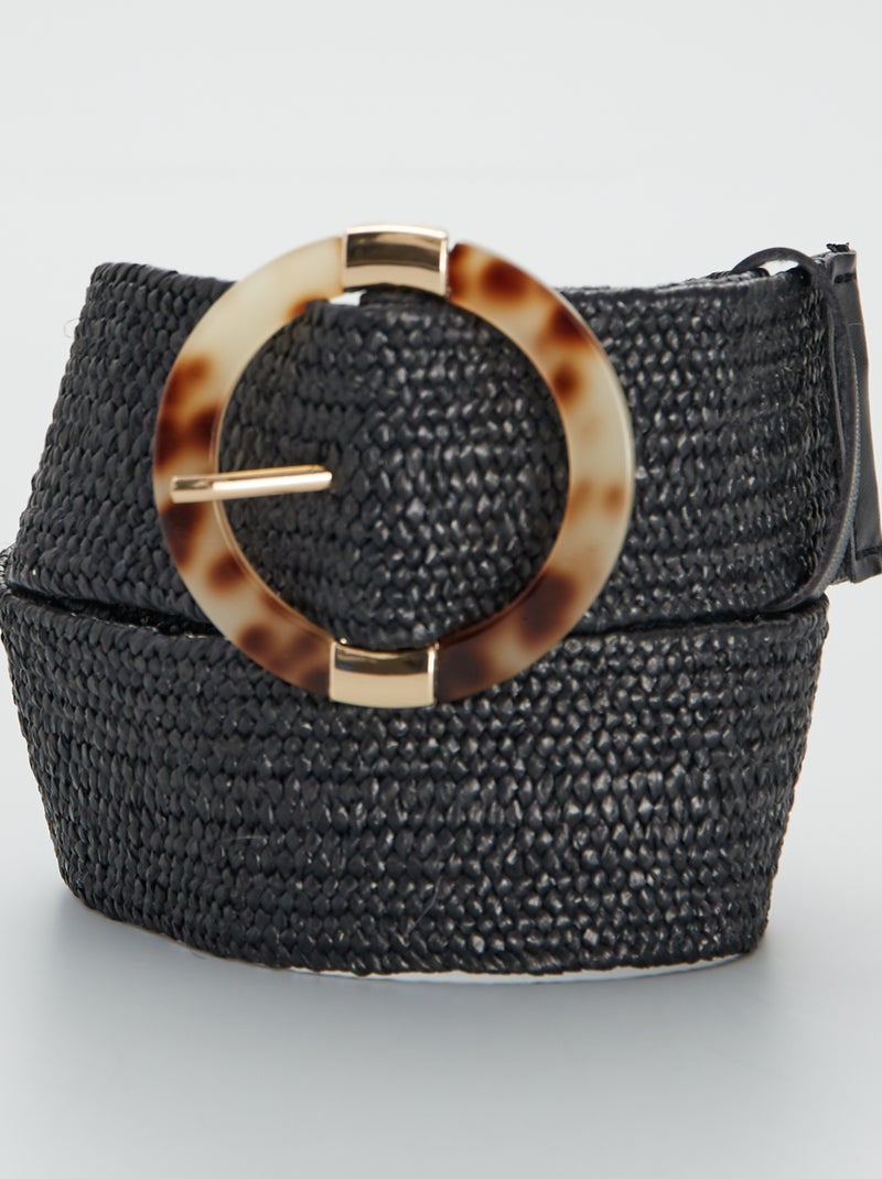 Ceinture élastiquée en raphia noir - Kiabi