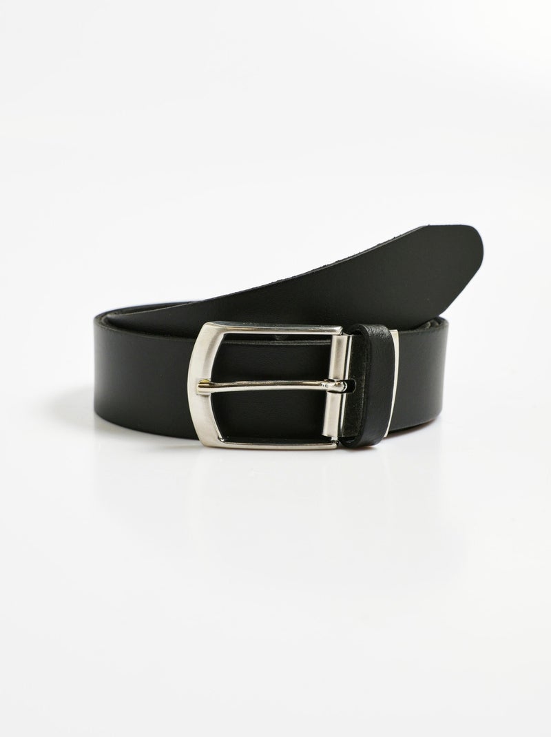 Ceinture en croûte de cuir Noir - Kiabi