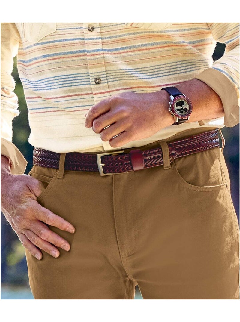 Ceinture en croûte de cuir tressée   - atlas for men Marron - Kiabi