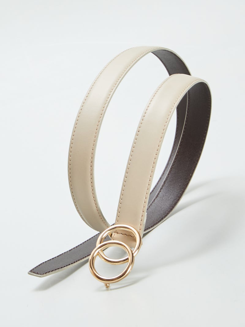 Ceinture en cuir avec boucle fantaisie Beige - Kiabi