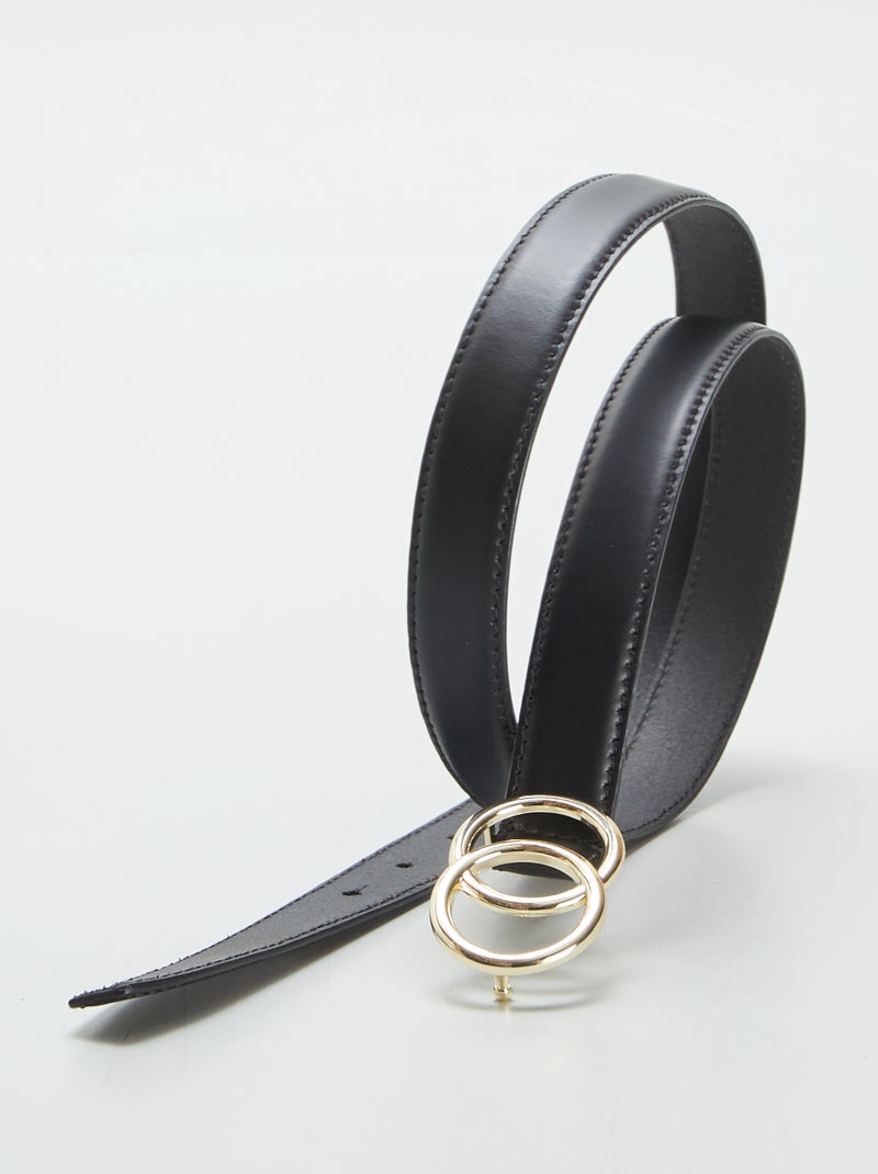 Ceinture en cuir avec boucle fantaisie Noir - Kiabi