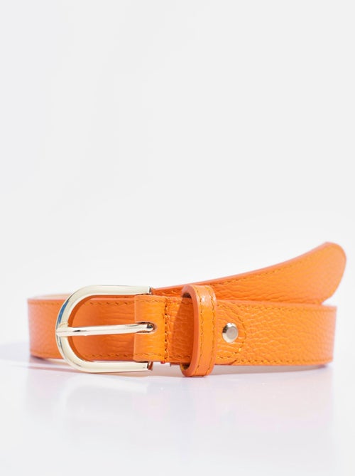 Ceinture en cuir grainé boucle métal - AFIBEL - Kiabi