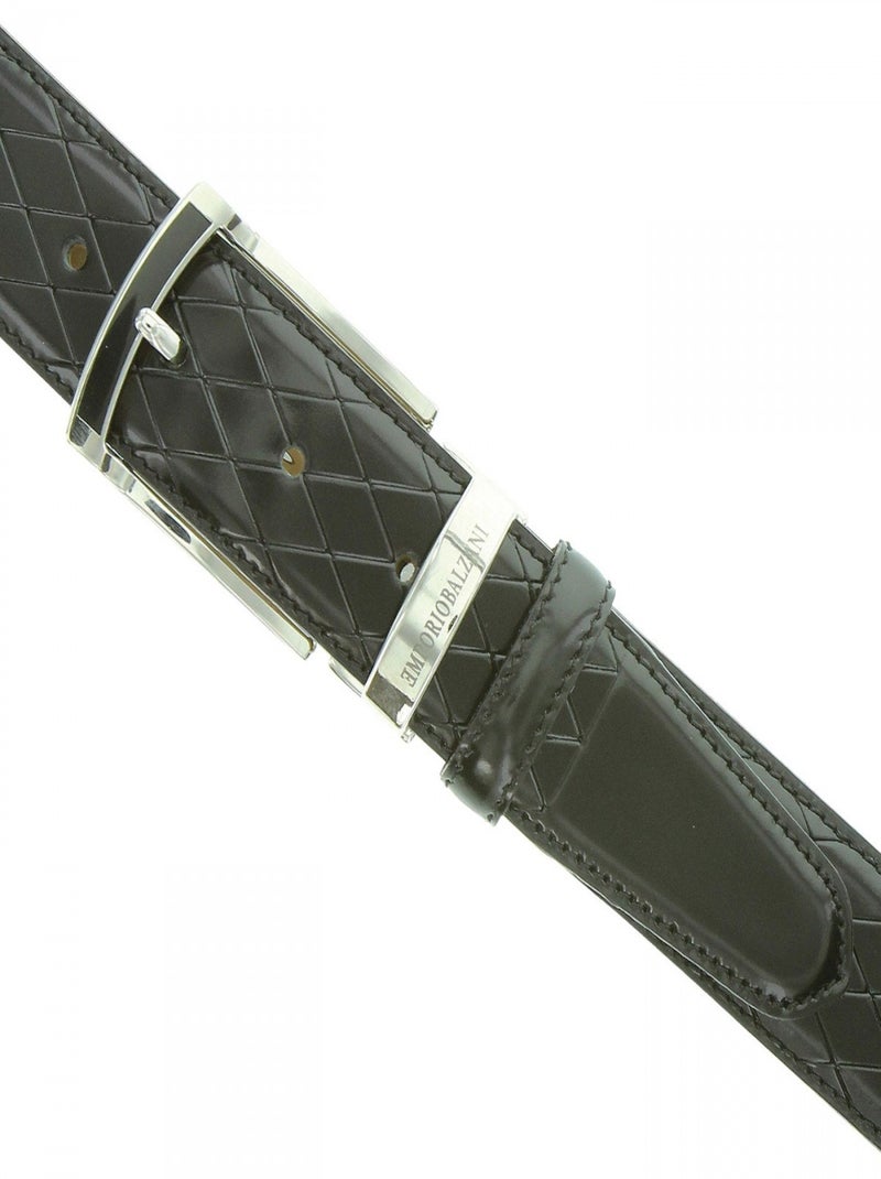 Ceinture en cuir LOSANGE Noir - Kiabi