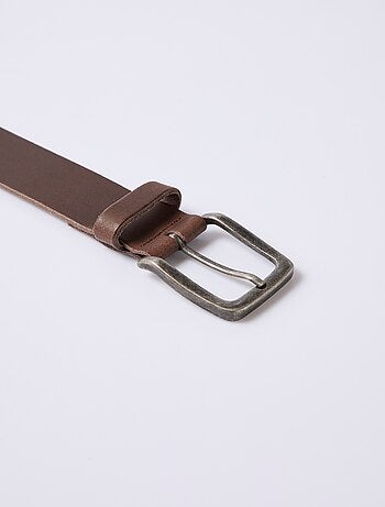 Ceinture en cuir mat, boucle effet usé - AFIBEL