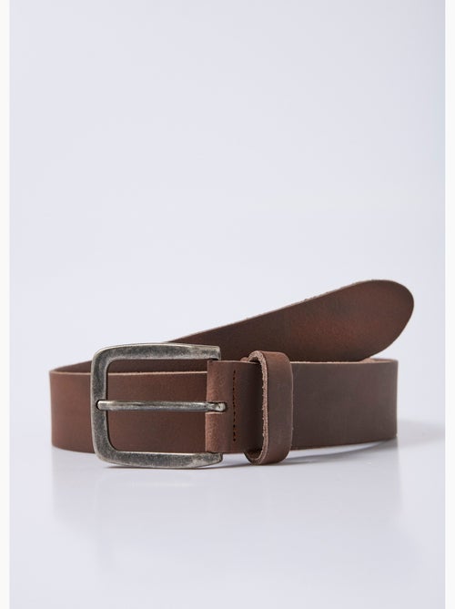 Ceinture en cuir mat, boucle effet usé - AFIBEL - Kiabi