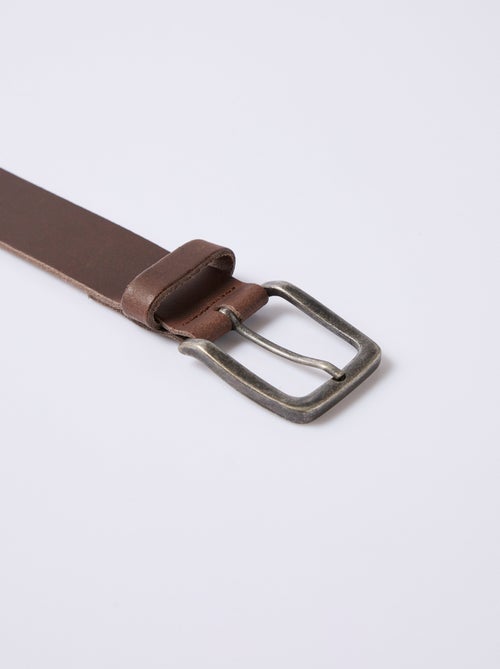 Ceinture en cuir mat, boucle effet usé - AFIBEL - Kiabi
